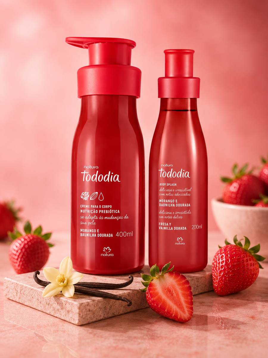 Kit Tododia Morango e Baunilha Dourada com Body Splash (2 produtos)