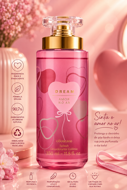 Body Splash Dream Amor No Ar Deo Colônia Feminino O Boticário 350ml
