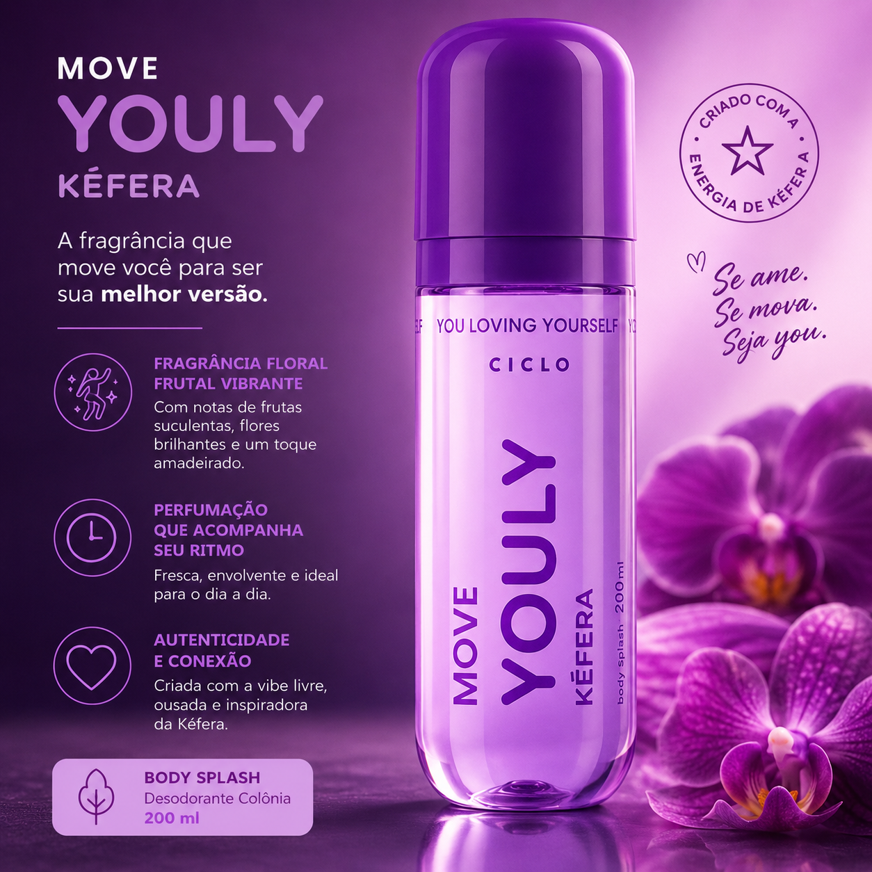 Body Splash Move Youly Kefera Ciclo Cosméticos 200ml