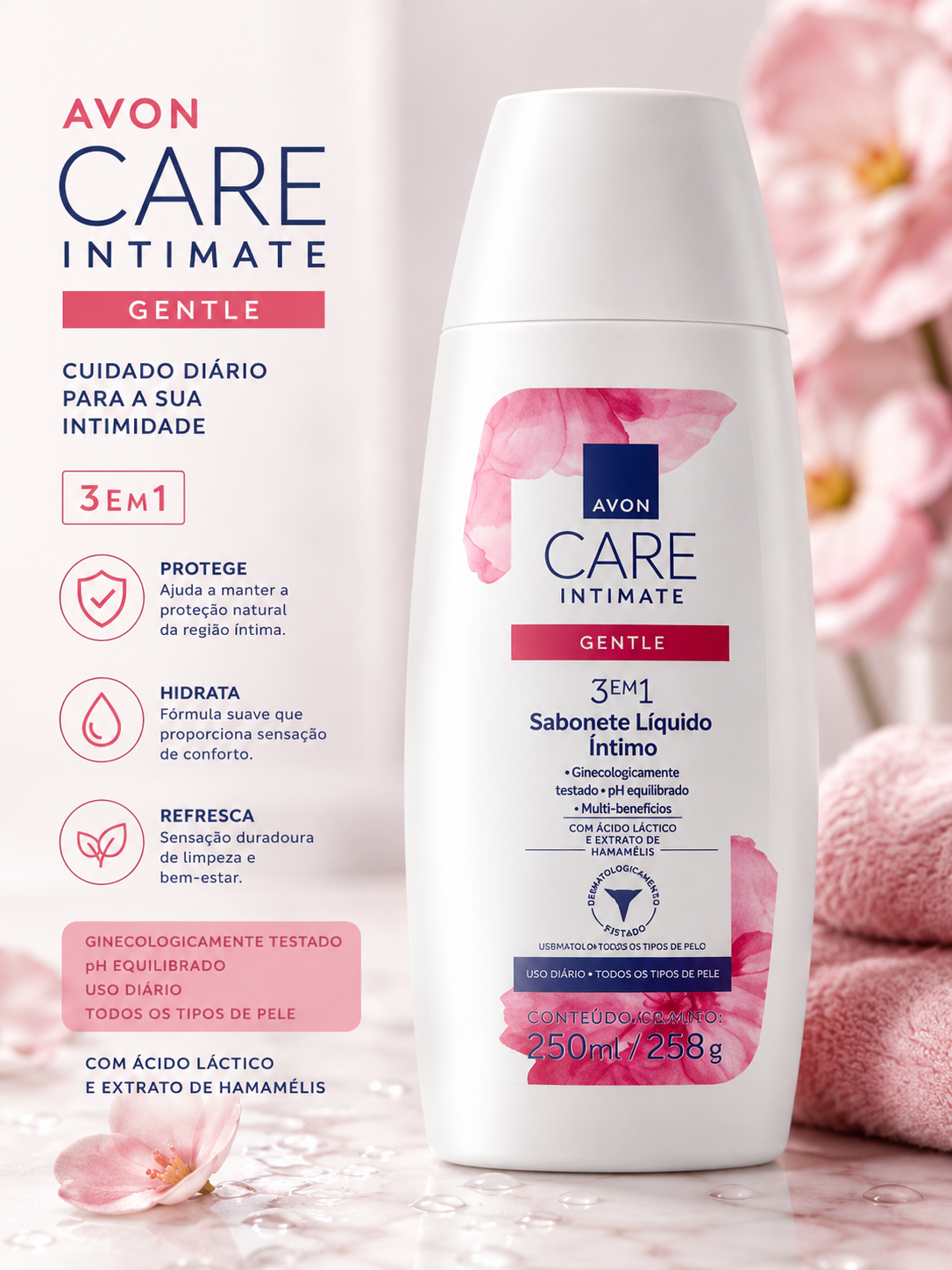Avon Care Intimate Gentle 3 Em 1 Sabonete Líquido 250ml
