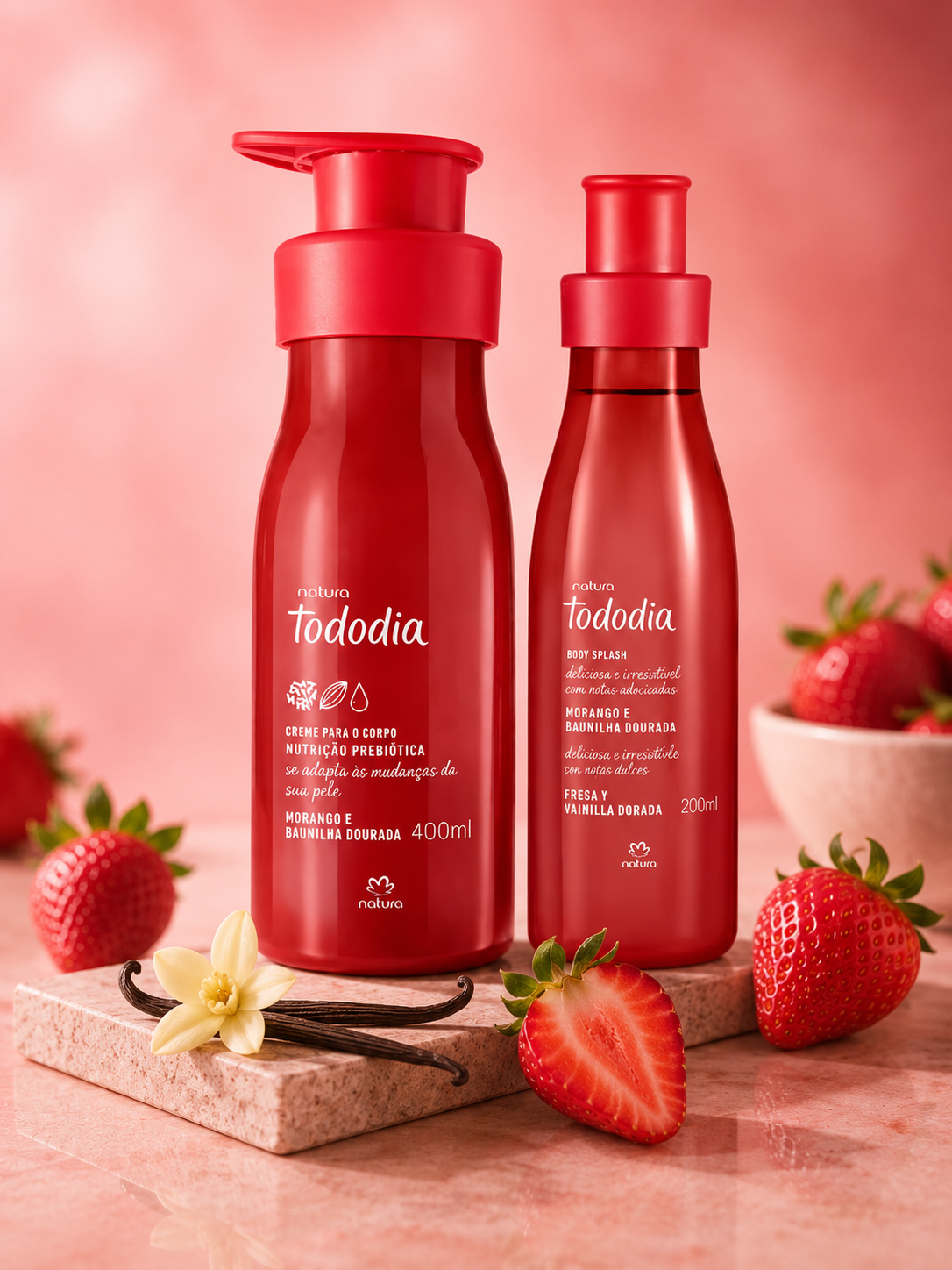 Kit Tododia Morango e Baunilha Dourada com Body Splash (2 produtos)